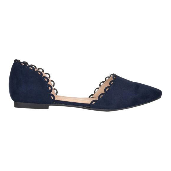 Journee Women's Jezlin Scalloped Flats Blue Size 5 1/2 - Picture 2 of 5